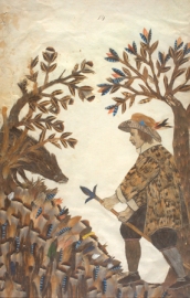 "Boar Hunter" Dionisio Minaggio "The Feather Book" 1618 McGill Library