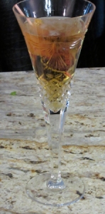 Yoshio's Mikan Cocktail: Plum Wine, Champagne and Cherry+Mandarian Orange